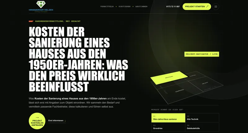 LP-Satellite Landingpage der Handwerker Helden