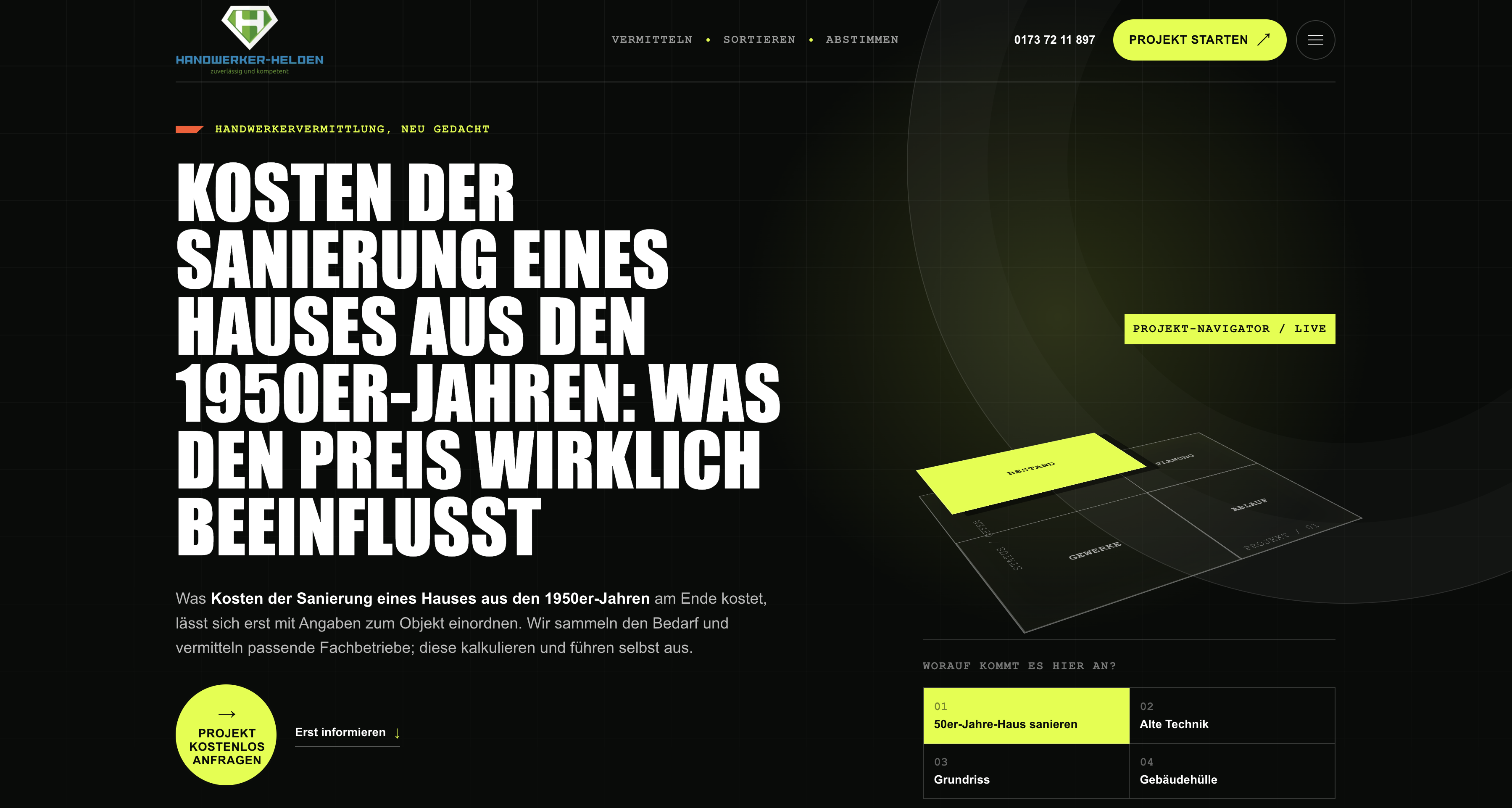 LP-Satellite Landingpage der Handwerker Helden